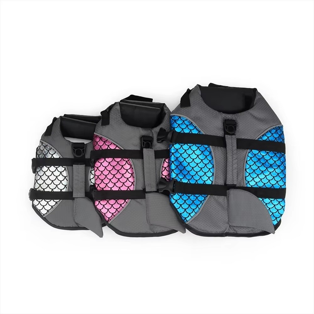 강력한 부력 강아지 구명조끼 반짝이는 비늘 상어 지느러 - Life Jacket Buoyancy 리뷰 및 가격
